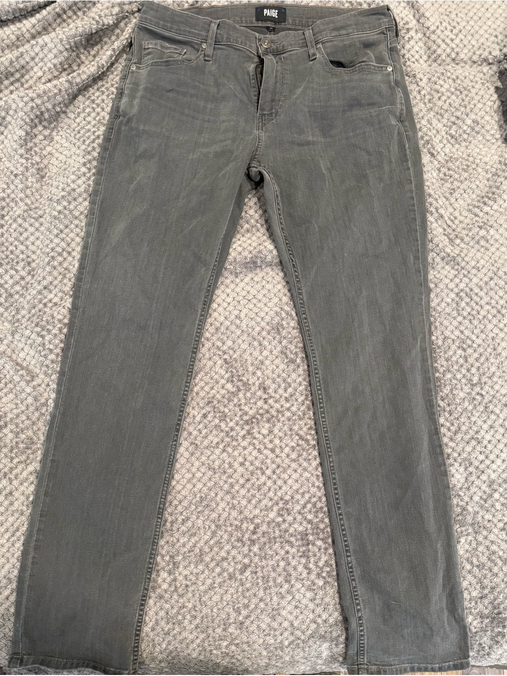 Paige Federal Slim Straight Jeans Men’s 34x34 Grey Faded Stretch Denim